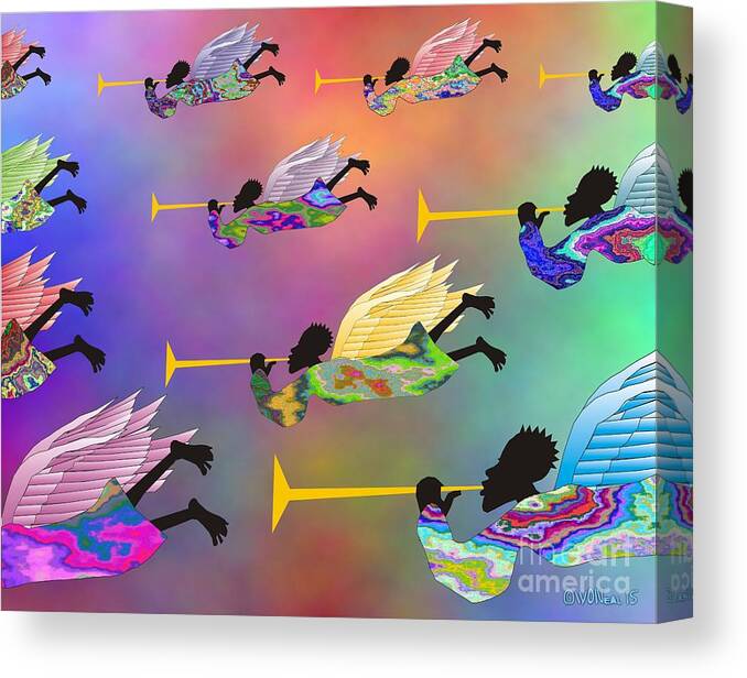 Angels Canvas Print featuring the digital art A Band of Angels by Walter Neal