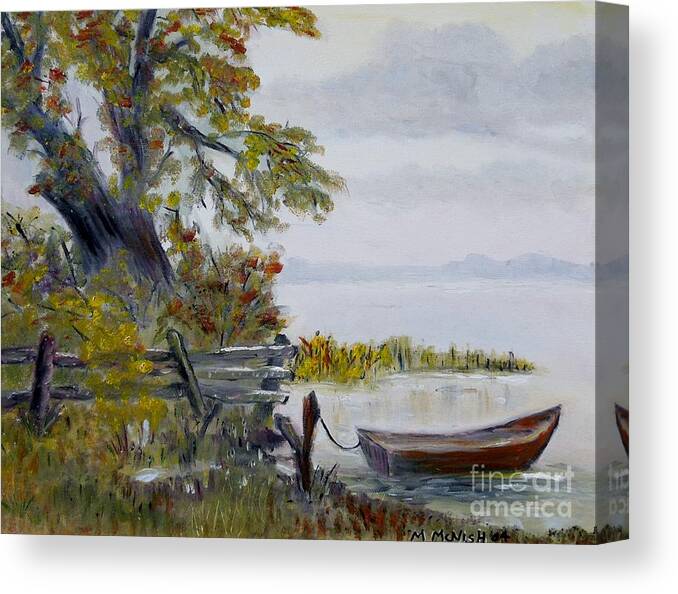 Boat Canvas Print featuring the painting A boat waiting by Marilyn McNish