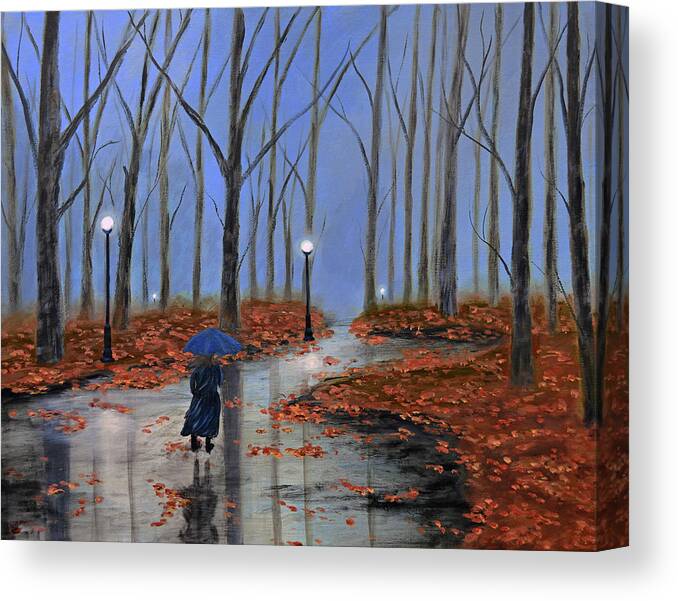  Winter Canvas Print featuring the painting A Dreary Autumn Evening 2 by Ken Figurski