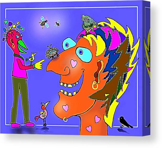 Caricature Canvas Print featuring the digital art A Smile A Day . . . by Hartmut Jager