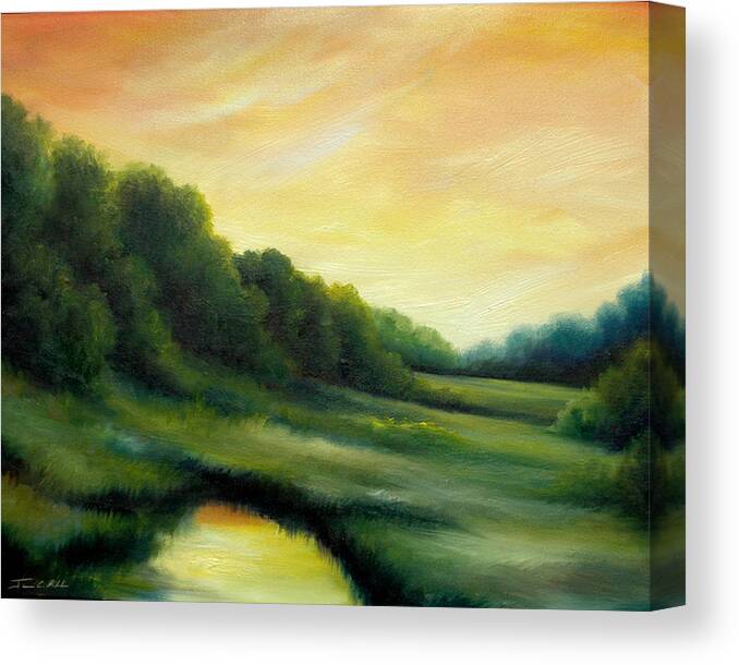 Clouds Canvas Print featuring the painting A Spring Evening Part Two by James Hill