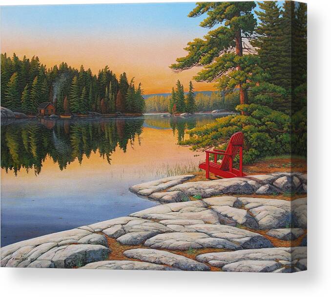 Landscape Canvas Print featuring the painting A Time for Reflection by Jake Vandenbrink