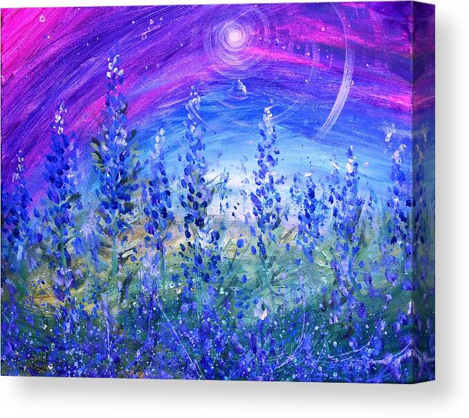 Bluebonnets Canvas Print featuring the painting Abstract Bluebonnets by J Vincent Scarpace