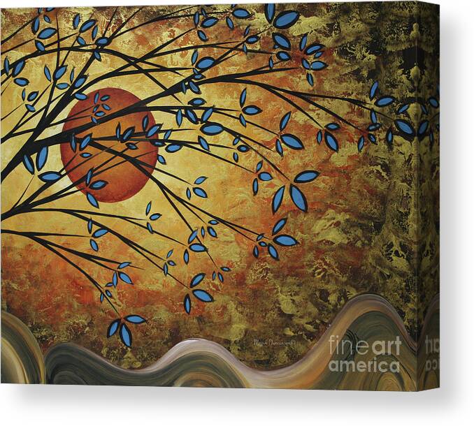 Abstract Canvas Print featuring the painting Abstract Golden Landscape Art Original Painting Peaceful Awakening I Diptych Set by Megan Duncanson by Megan Aroon