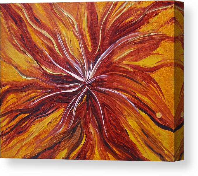 Abstract Canvas Print featuring the painting Abstract Orange Flower by Michelle Pier