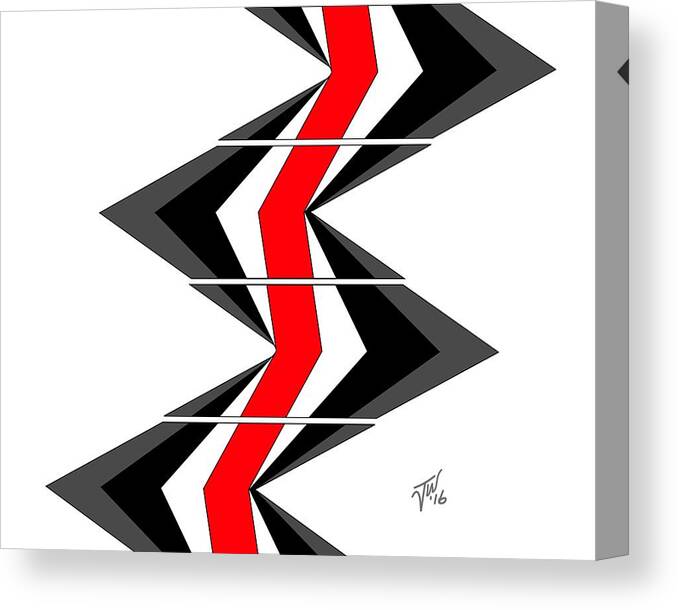 Broken Lines Canvas Print featuring the digital art Abstract Stairs by John Wills