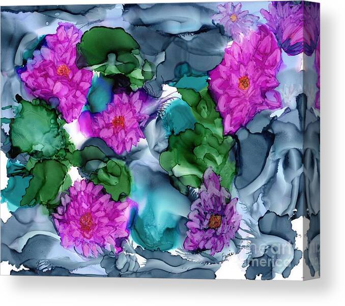 Water Lilies Canvas Print featuring the painting Abstract Water Lilies by Eunice Warfel