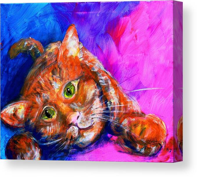 Cat Canvas Print featuring the painting AbstrCat by J Vincent Scarpace