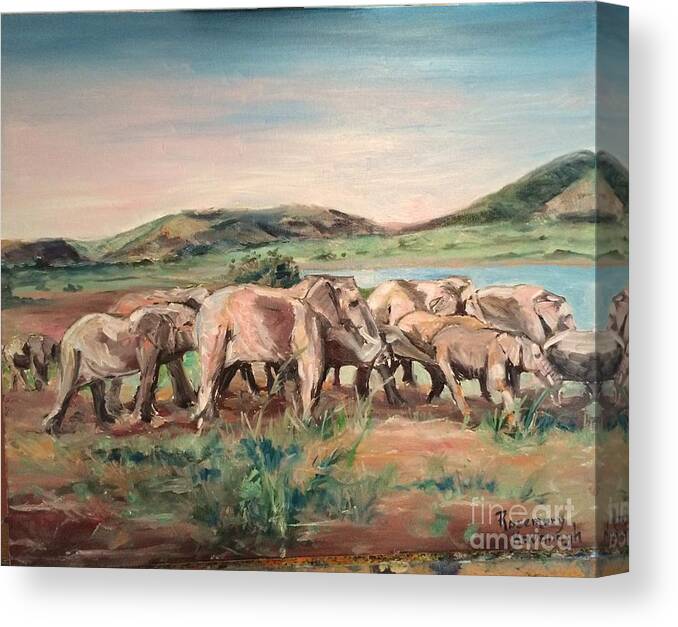 Elephants Canvas Print featuring the painting Africa by Rosemary Kavanagh