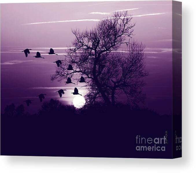 Tree Silhouette Canvas Print featuring the mixed media Against The Sun by KaFra Art