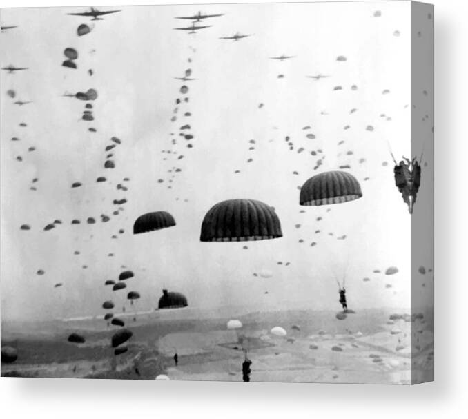 Airborne Canvas Print featuring the photograph Airborne Mission During WW2 by War Is Hell Store