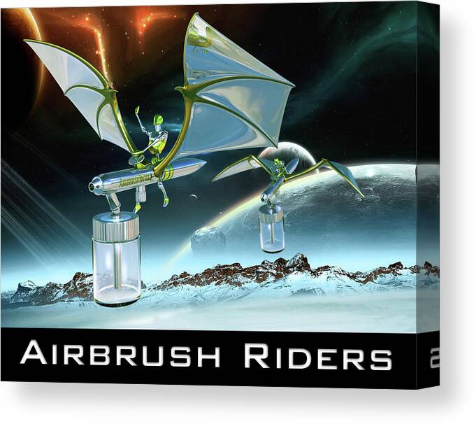 Landscape Canvas Print featuring the digital art Airbrush Riders by John Los