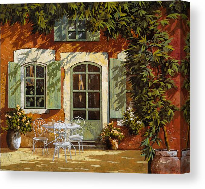 Landscape Canvas Print featuring the painting Al Fresco In Cortile by Guido Borelli