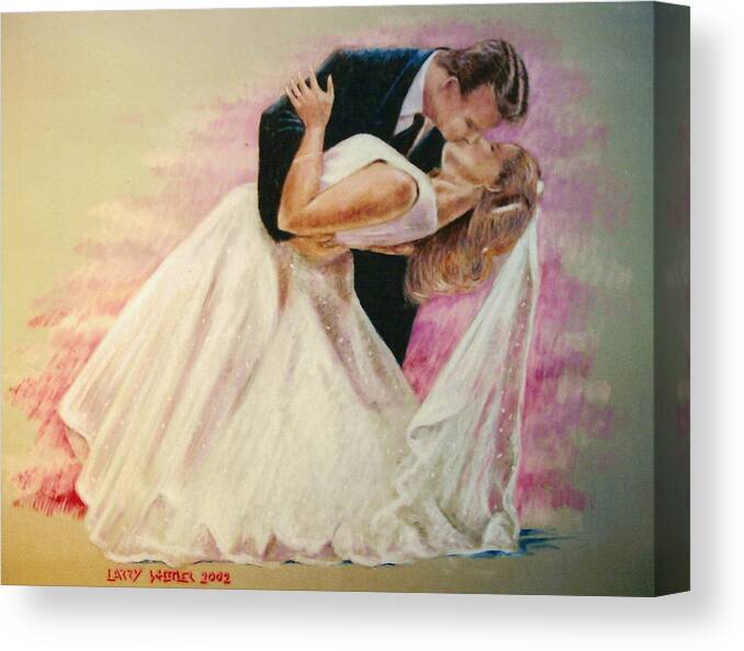 Wedding Canvas Print featuring the pastel Allen and Trish by Larry Whitler