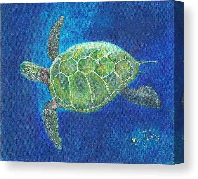 Turtle Canvas Print featuring the painting Aloha Honu by Mike Jenkins