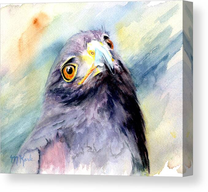 Bird Canvas Print featuring the painting Amber Eyes by Marsha Karle