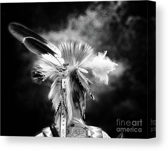 Native Canvas Print featuring the photograph American Indian In Black and White by Tom Gari Gallery-Three-Photography
