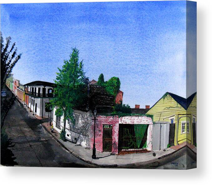 Street Scene Canvas Print featuring the painting An Old Garden Gate by Tom Hefko