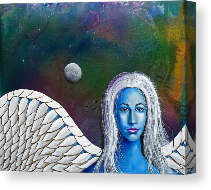 Angel Canvas Print featuring the painting Angel of the Shepherd Moon by Lee Pantas