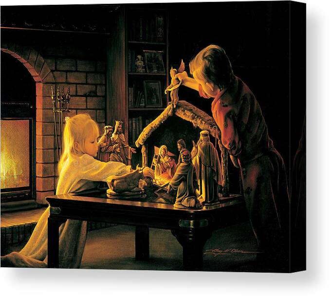Christmas Canvas Print featuring the painting Angels of Christmas by Greg Olsen