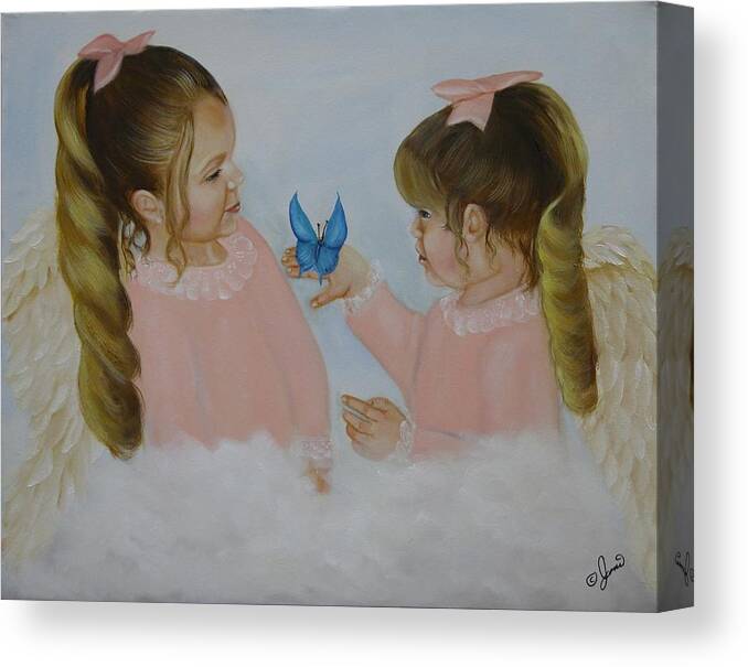 Oil Paintings Canvas Print featuring the painting Angels with Wings by Joni McPherson