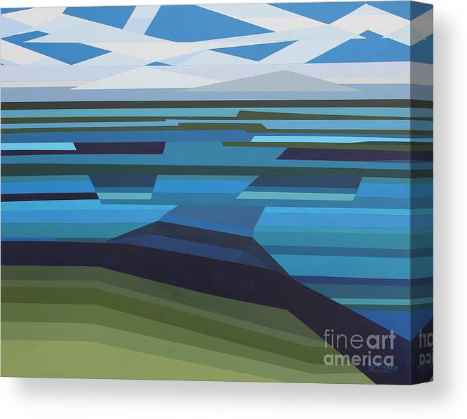 Landscape Canvas Print featuring the painting Angular Lake by Annette M Stevenson