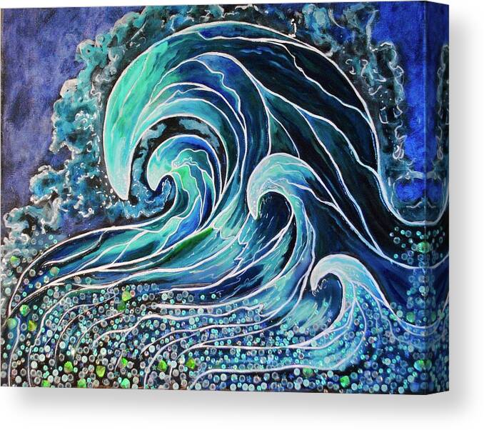 Waves Canvas Print featuring the painting Another Cool Wave by Patricia Arroyo
