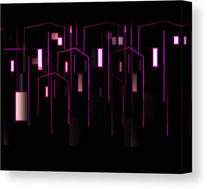 Abstract Canvas Print featuring the digital art Another Night In The City by John Krakora