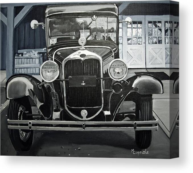 Antique Car Canvas Print featuring the painting Antique at Mann's by Mary Capriole