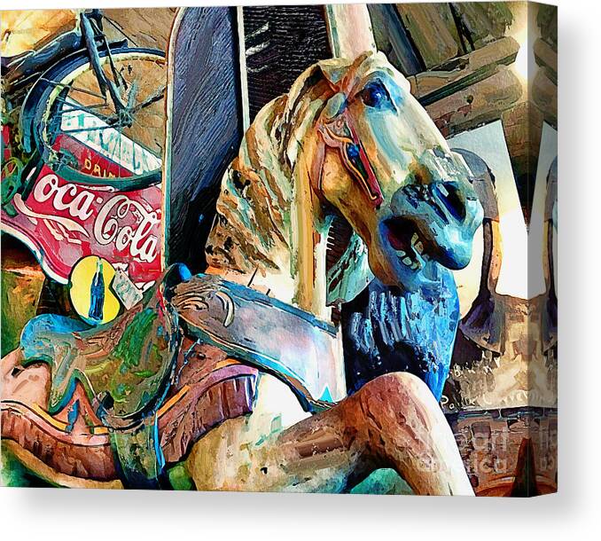 Carousel Horse Canvas Print featuring the photograph Antiques Carousel Horse by Eleanor Abramson