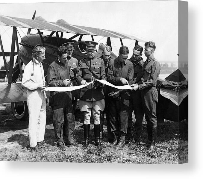 1920s Canvas Print featuring the photograph Army Air Service Pilots by Underwood Archives