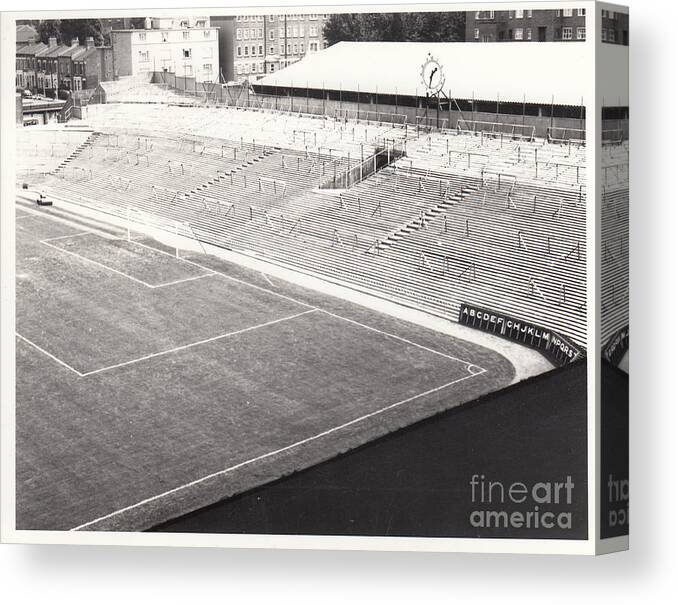 Arsenal Canvas Print featuring the photograph Arsenal - Highbury - Clock End 1 - 1969 by Legendary Football Grounds
