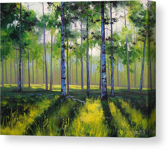 Aspen Canvas Print featuring the painting Aspen Trees by Graham Gercken
