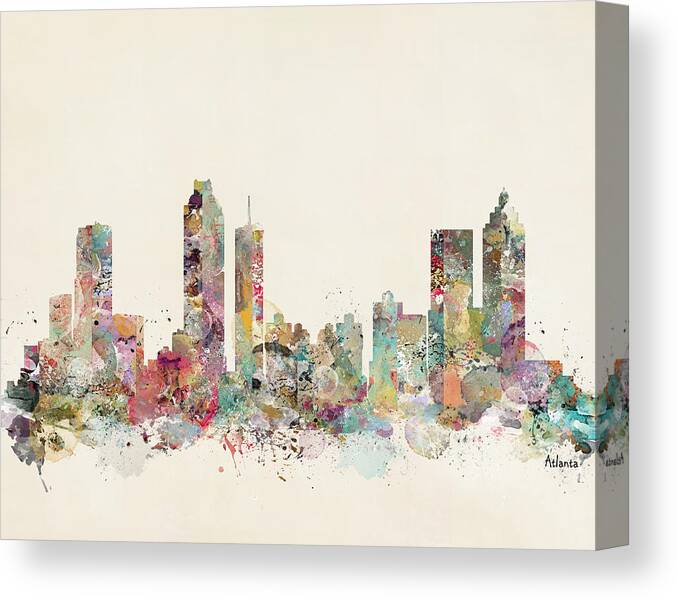 Atlanta City Skyline Canvas Print featuring the painting Atlanta City by Bri Buckley