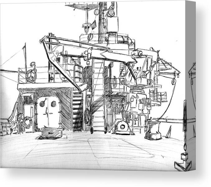 Transportation Canvas Print featuring the drawing Atlantis II Fantail by Vic Delnore