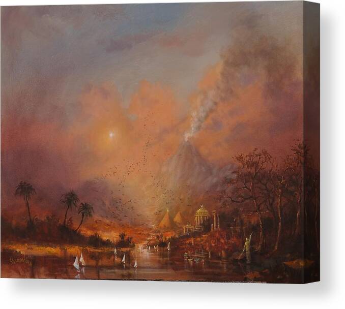 Atlantis Canvas Print featuring the painting Atlantis the Lost Continent by Tom Shropshire