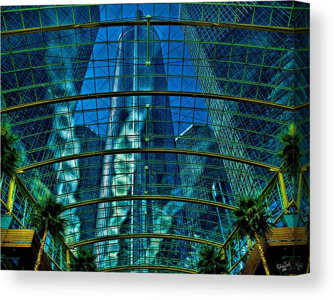 Hdr Canvas Print featuring the photograph Atrium GM Building Detroit by Chris Lord