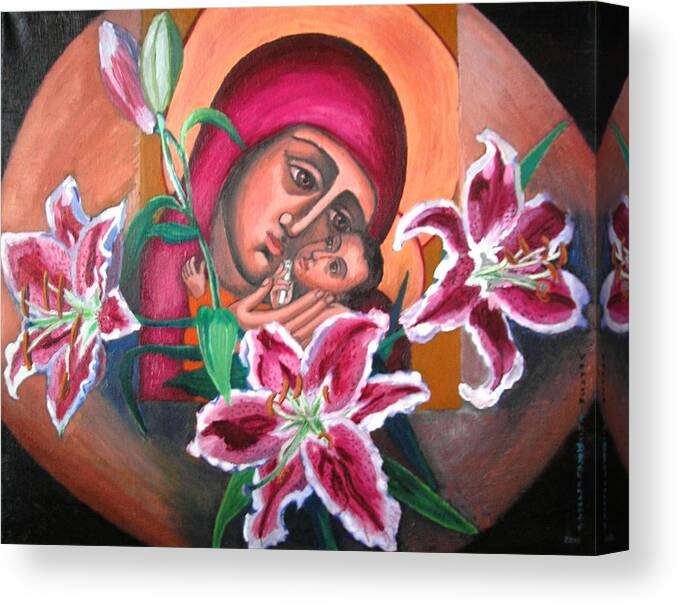 Icon Canvas Print featuring the painting Aunt Katya's Icon by Vera Smith