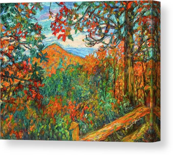 Peaks Of Otter Mountain Canvas Print featuring the painting Autumn Beauty from Sharp Top by Kendall Kessler