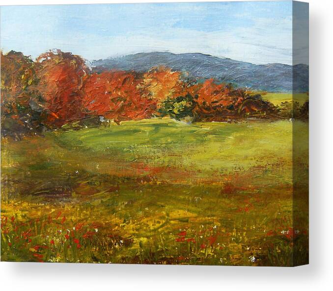 Landscape Canvas Print featuring the painting Autumn is here by Tami Booher
