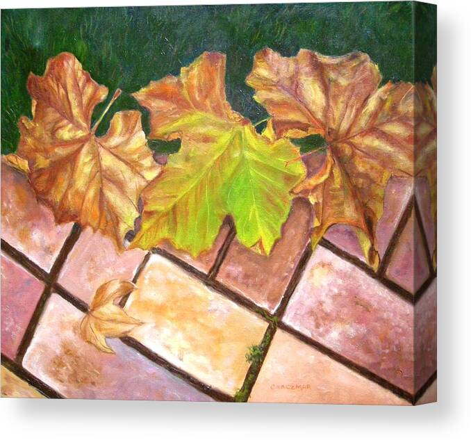 Leaves Canvas Print featuring the painting Autumn Leaves by Olga Kaczmar