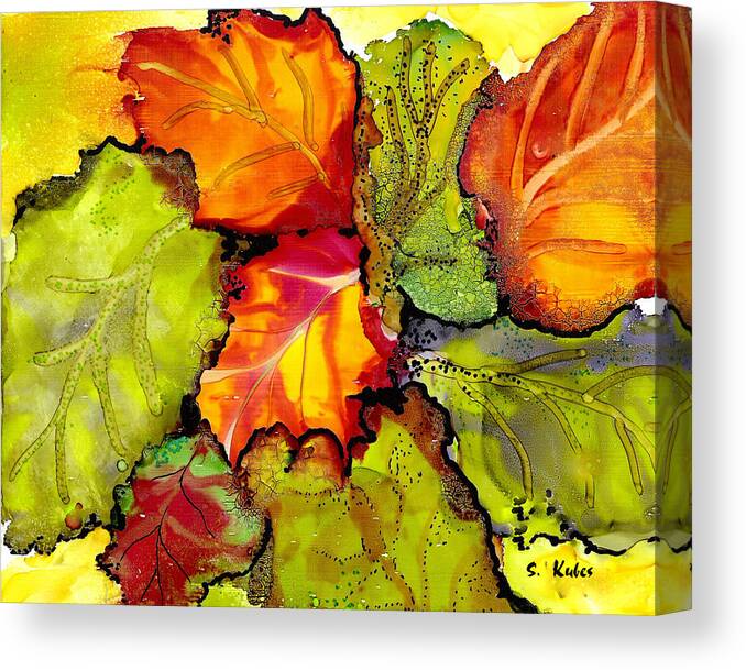Leaves Canvas Print featuring the painting Autumn Leaves by Susan Kubes