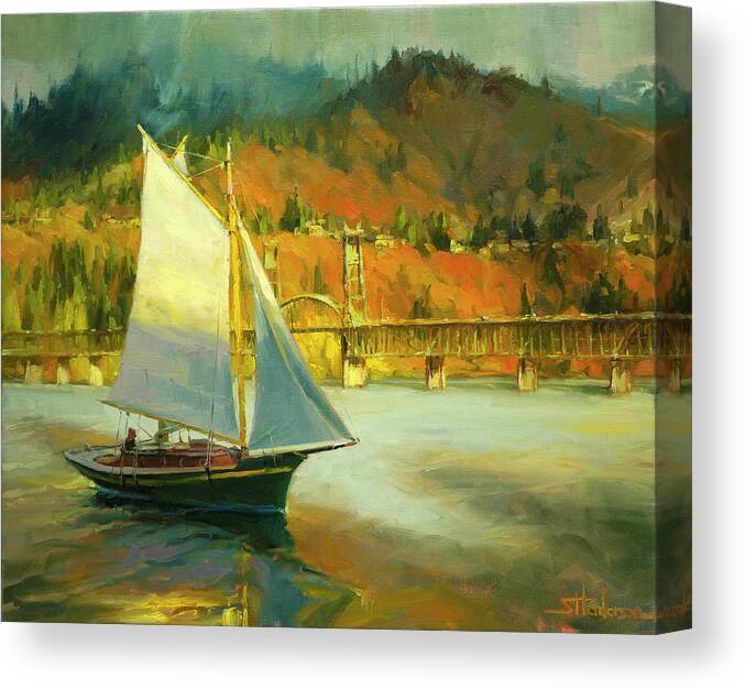 Sailing Canvas Print featuring the painting Autumn Sail by Steve Henderson