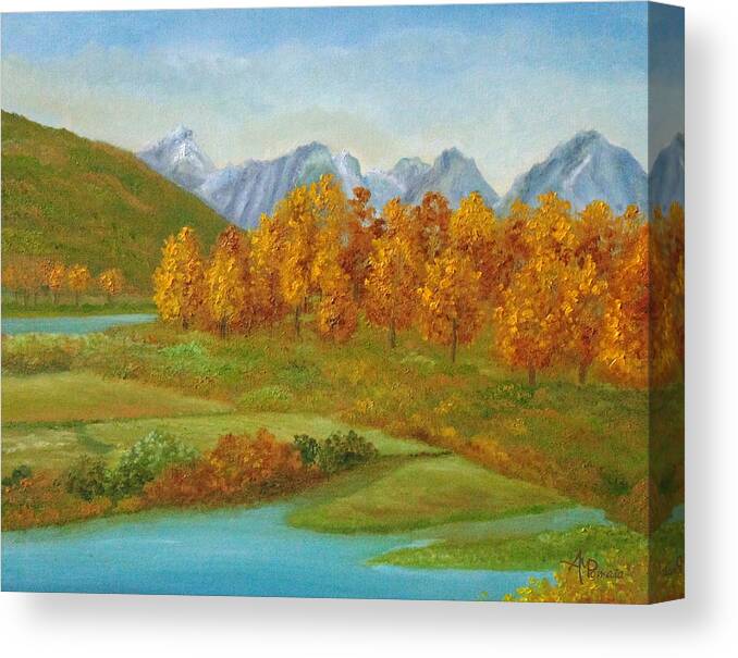 Autumn Canvas Print featuring the painting Autumnal Colors by Angeles M Pomata