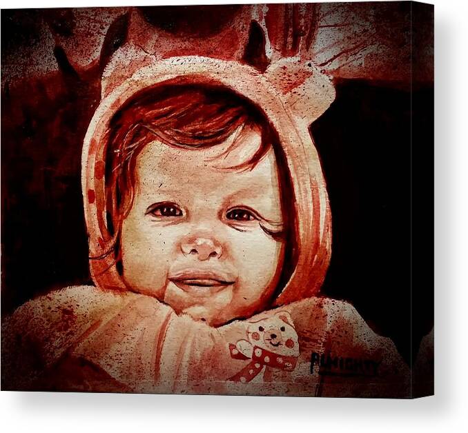 Baby Canvas Print featuring the painting Baby Painted In Mother's Blood by Ryan Almighty