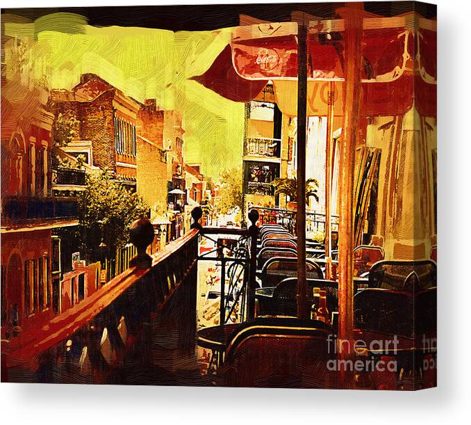 New-orleans Canvas Print featuring the digital art Balcony Cafe by Kirt Tisdale