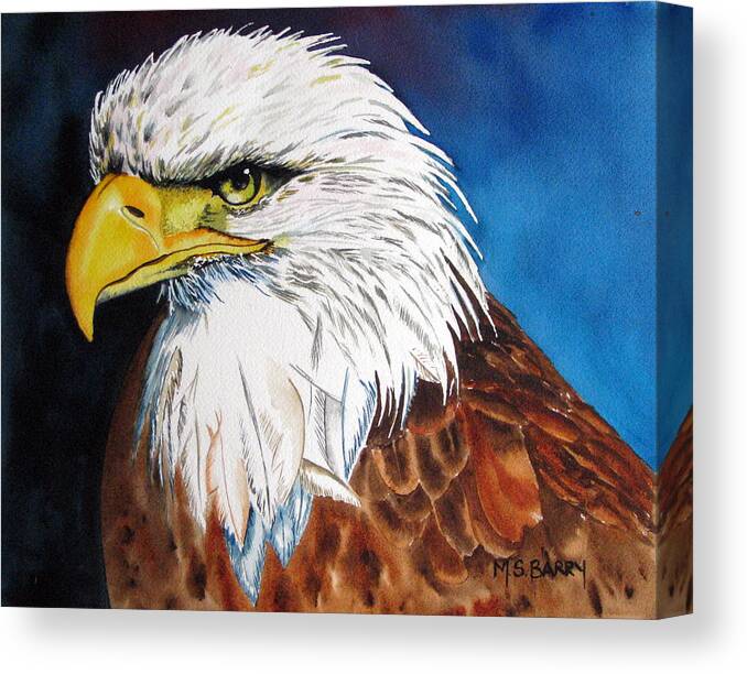 Birds Canvas Print featuring the painting Bald Eagle by Maria Barry