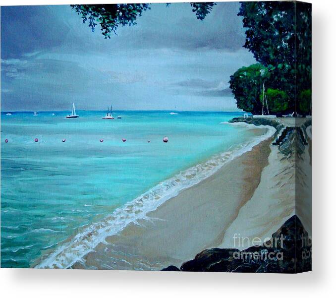 Landscape Canvas Print featuring the painting Barbados by Elizabeth Robinette Tyndall