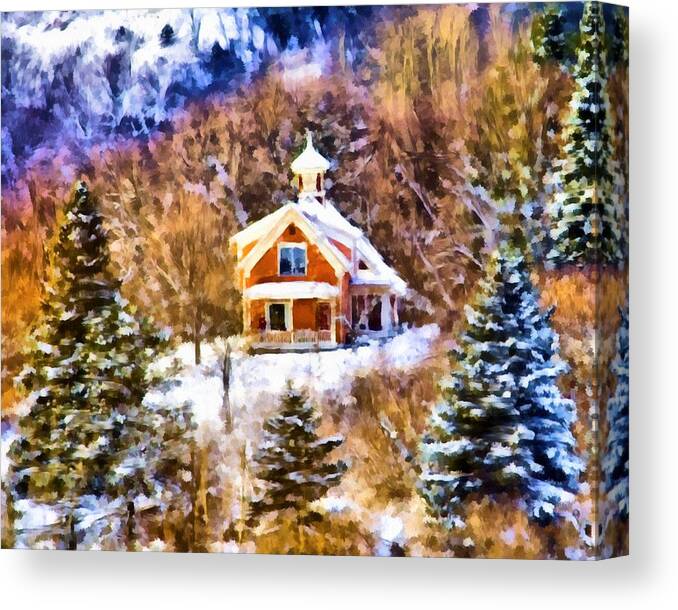 Winter Scene Canvas Print featuring the digital art Barre House by Jim Proctor