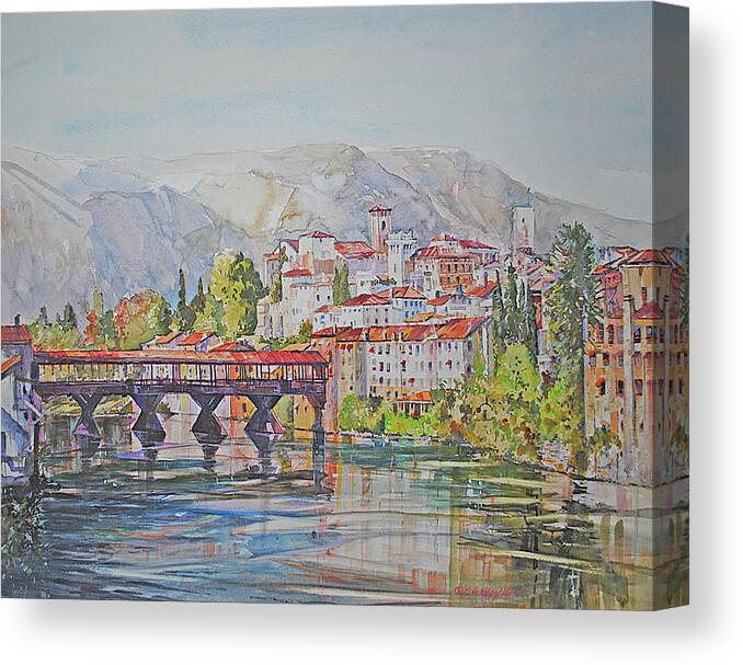 Visco Canvas Print featuring the painting Bassano del Grappa by P Anthony Visco